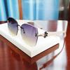 Frameless Trimmed Sunglasses, Domestic Glasses, Women'S Retro Wind Polygonal Sunshades