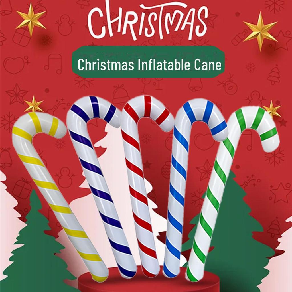 Inflatable Christmas Cane PVC Santa Props for Kids' Holiday Decorations