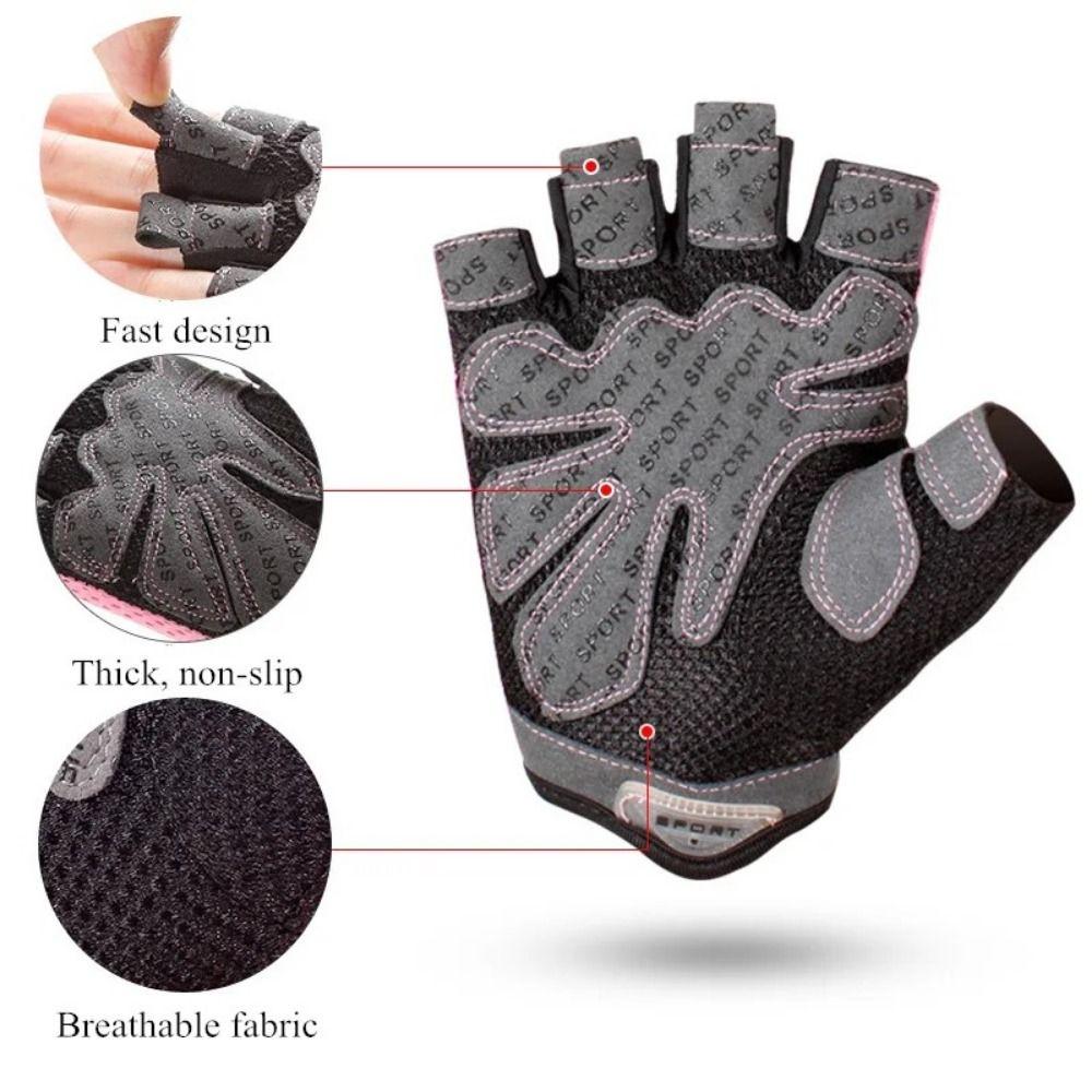 Non-Slip Half Finger Workout Gloves Curved Open Back Cycling Motorcycle Gloves  Outdoor