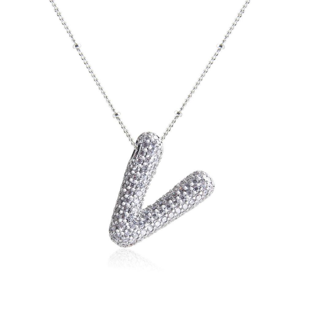 18K Gold-Plated Copper Necklace with Micro-Inlaid Zirconia & 26 Letter Pendant - Classic and Versatile European-American Jewelry