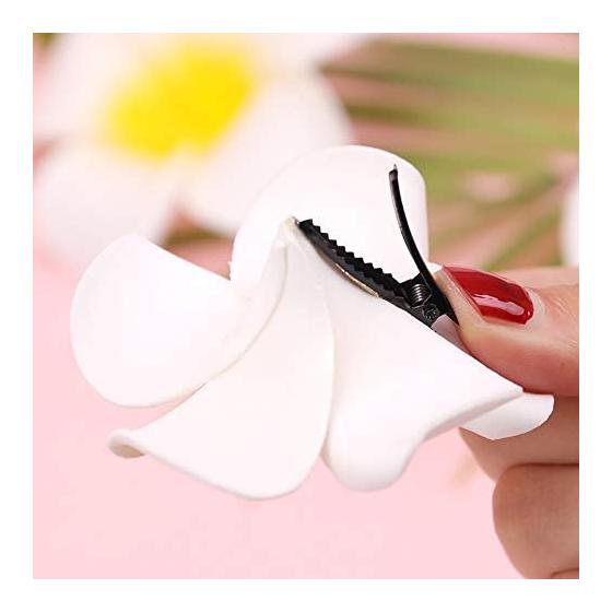 Yesallwas Hair Clips Pins Plumeria Artificial Flowers 5cm Set of 20 Flowers Only White Hair Clips Pins Plumeria Hair Accessories Floral DIY Handmade