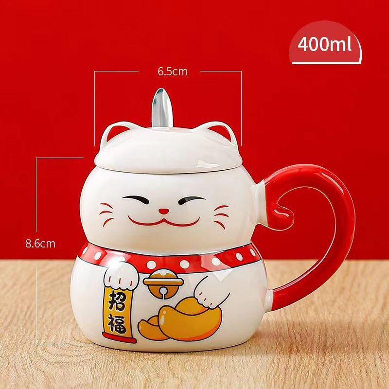 

Керамическая кружка для кофе Lucky Cat с крышкой для кота, креативная, милая, мультяшная, милый, подарочная бутылка для завтрака, офисная посуда для питья, посуда для напитков 401-500ml