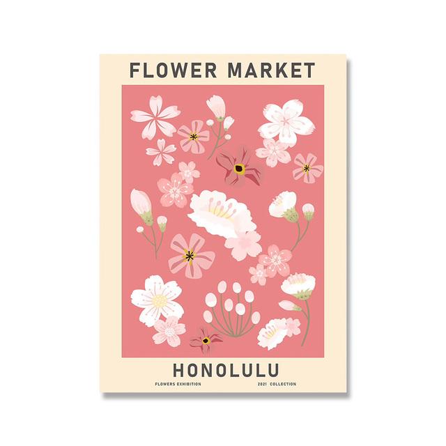 Abstract Flower Market Vintage Watercolor Wall Art Canvas Painting Nordic Posters And Prints Wall Pictures For Living Room Decor No Frame