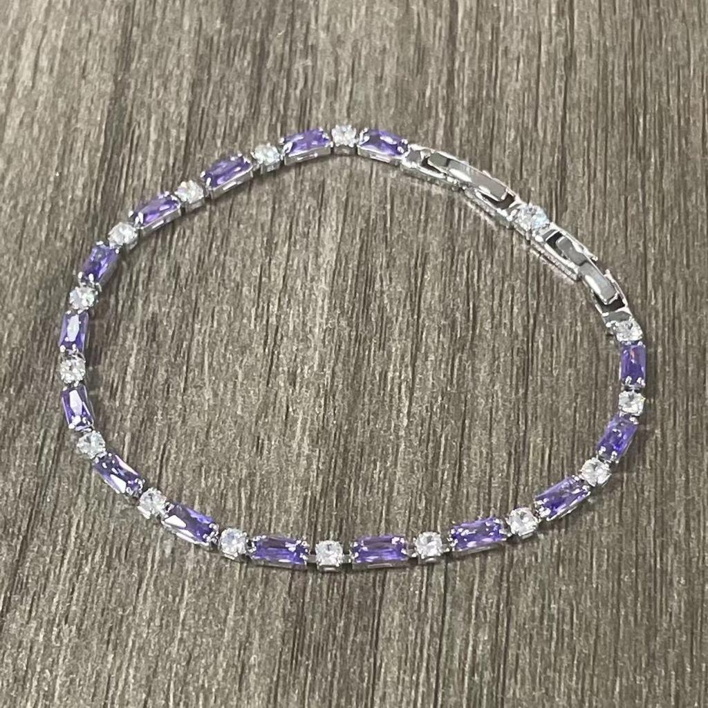 Light luxury purple crystal bracelet women's imitation moissanite small temperament hand jewelry