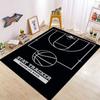 Großer Basketballplatz Muster Teppich für Wohnzimmer und Schlafzimmer Lebendiges Orange Sport Thema Bodenmatte Rutschfest Weicher Bereichsteppich