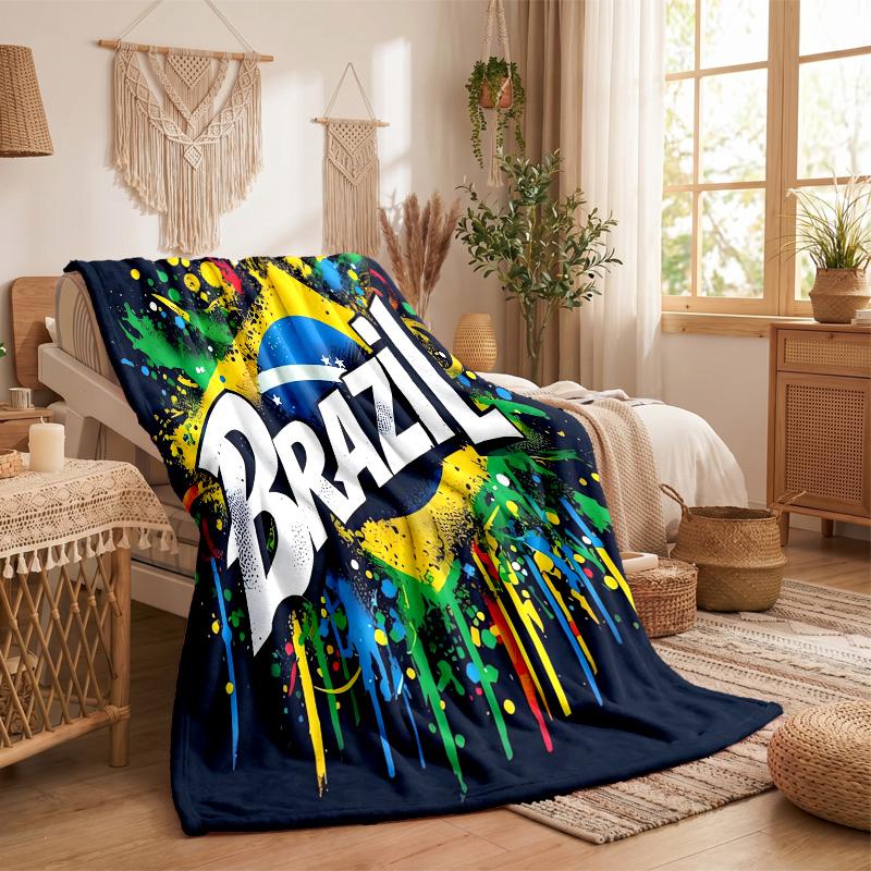 Brazil national football team Print Flannel Blanket Soft Warm Sofa Bed Throw Blanket For Home Office Bedroom