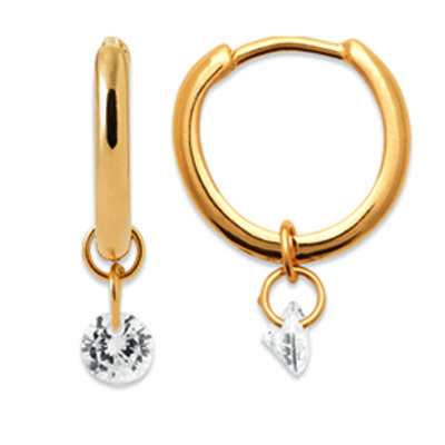 [R5765] - 'Sissi' Gold Plated Hoop Earrings - 10 Mm - 4 Mm