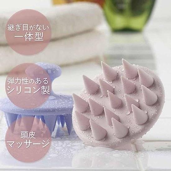 Shimomura Kihon Shampoo Brush Silicone Made Japan Women Men Hair Washing Scalp Pore Massage Soft Material Head Pink Beige 44253