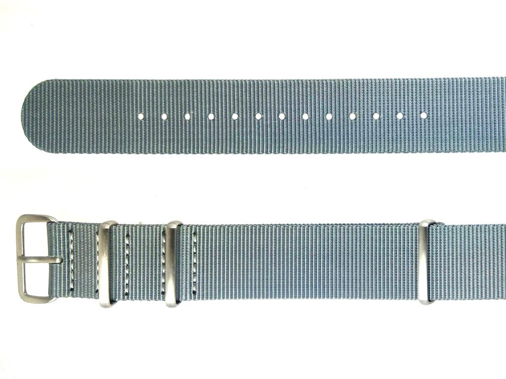22mm NATO G10 Ballistic Nylon Watch Military [time+] Strap, Band, Gray/Brushed