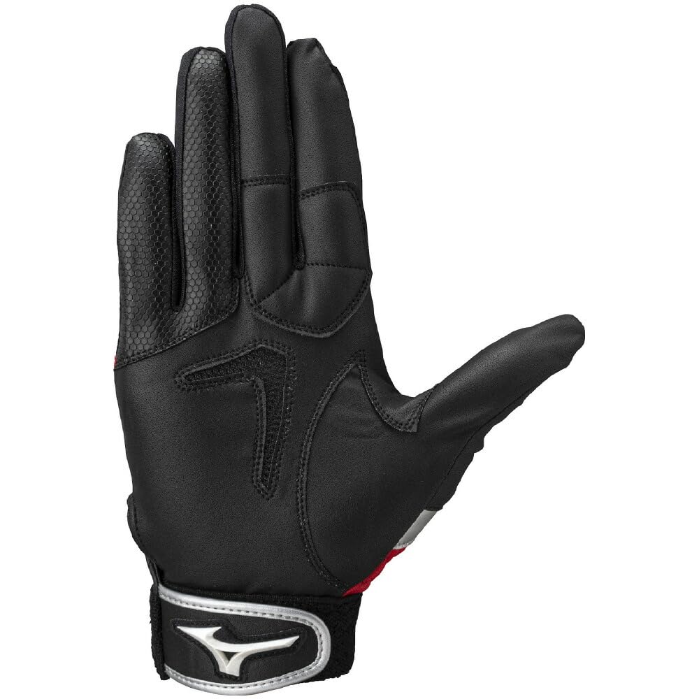 MIZUNO Defensive Right Size Baseball/Softball Gloves, Hand, 1EJED331, M, Black/Red/Silver