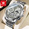 OLEVS Original Quartz Watch for Men Trendy Skeleton Flywheel Design Waterproof 24 Hour Moon Phase Chronograph Men's Watches 2856