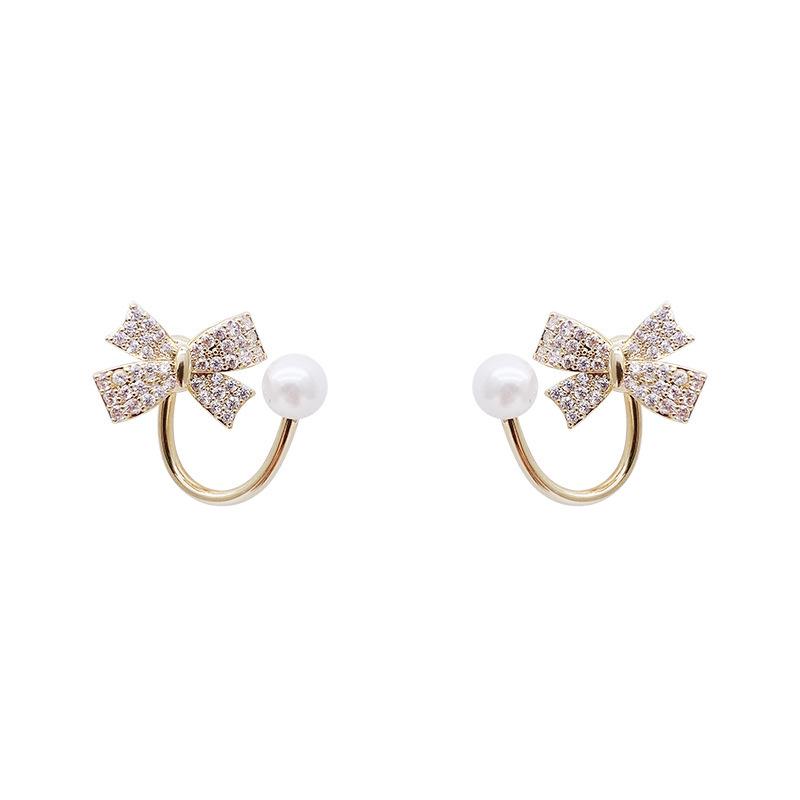 

Ins Stylish Inspired Rhinestone Bow Earrings For Women Elegant Fall Fashion
