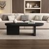 N625P300081S) 119,7*49,8*35,5 cm Schwarzer Moderner Minimalistischer Couchtisch, Spritzlackierter Wohnzimmertisch, Oval, MDF