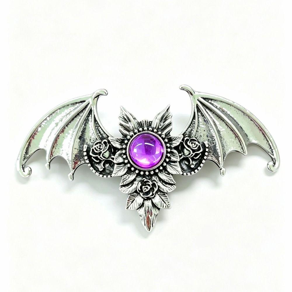 With Strong Grip Vintage Silvery Bat Hair Clip Antiqued Halloween Cosplay Hair Clip  Hair Styling
