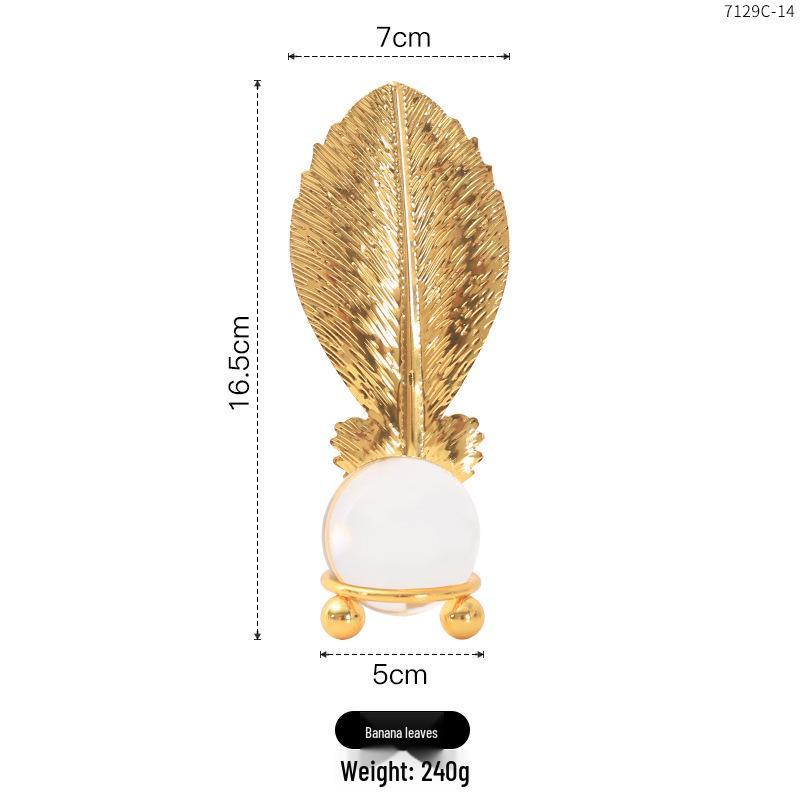 Nordic Leaf Crystal Ball Ornament: Elegant Light Luxury Decoration for Home Entrance, Living Room, Wine Cabinet, or Office Display.