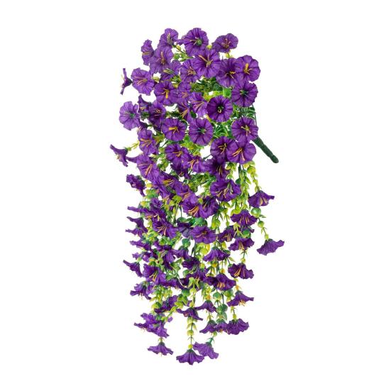 3pcs Artificial Hanging Petunia Flowers UV Resistant Faux Plants Outdoor Fake Petunia Stripe Spring Summer Decor for Home Mantel Door Porch Patio фиолетовый