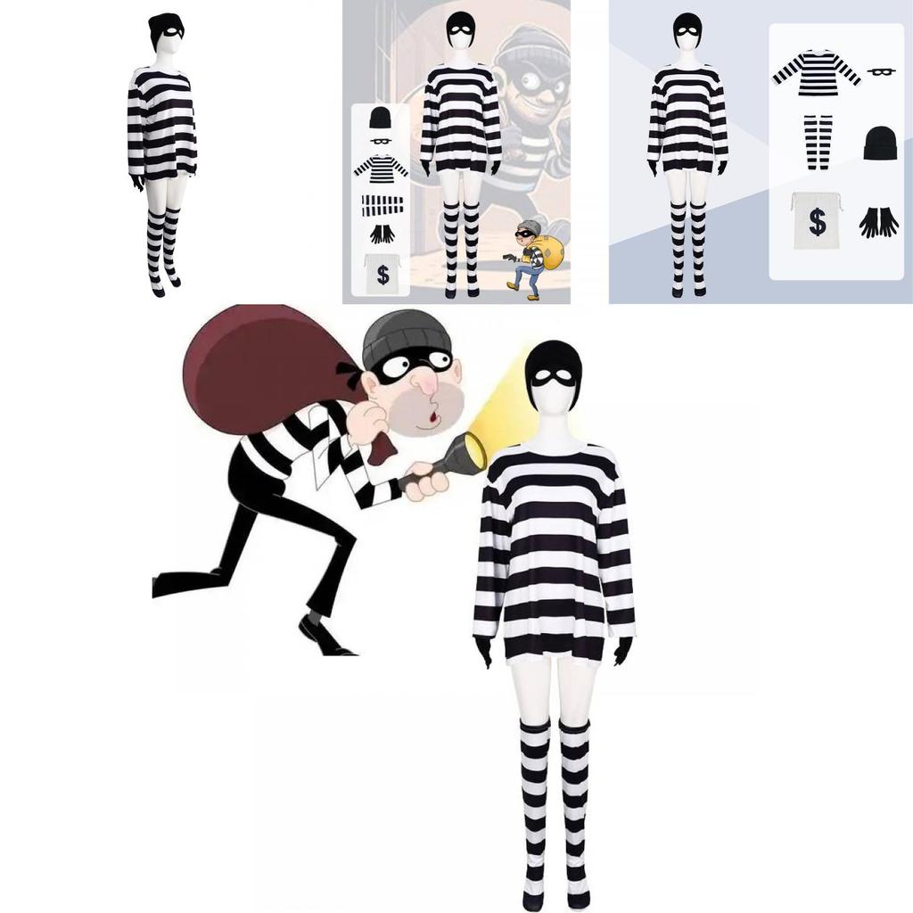 Fantasy Thief Cosplay Outfit Six-piece Set In Polyester For Role-playing Fun