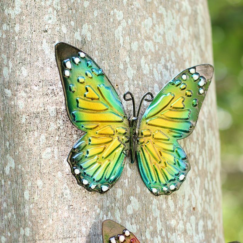 New 3D Metal Butterfly Decor For Outdoor Garden Decoration Animal Miniatures Statues Artwork Inspirational Sculpture Wall Decor