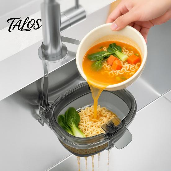 Multifunctional Kitchen Cleaning Tool Hanging Sink Drain Basket, with One-Press Food Waste Catcher, Press Type Strainer Large Capacity Plastic