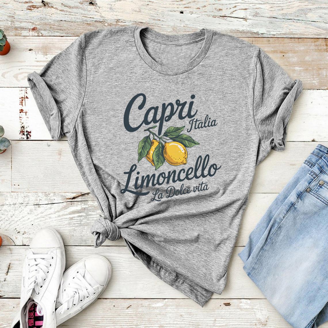 

Футболка Limoncello Capri Italy Футболка Женская Футболки с коротким рукавом Итальянский лимон Графические футболки Летняя фруктовая футболка Женская одежда S