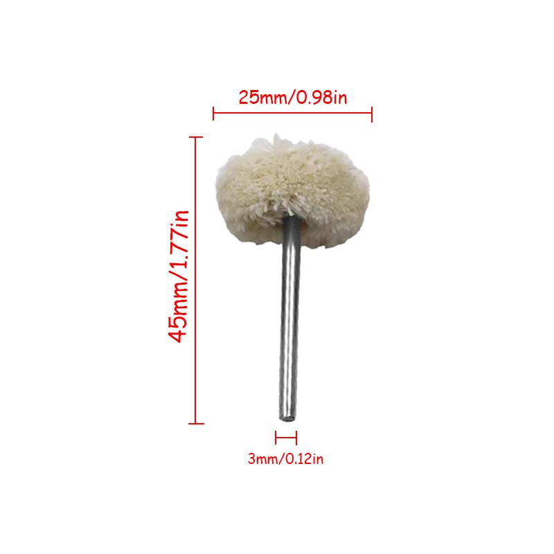 10/20/30pcs Wool Polishing Wheel 3mm Shank Artificial Wool Buffing Wheel Grinder Head Rotary Tools For Stone Metal and Nonmetal