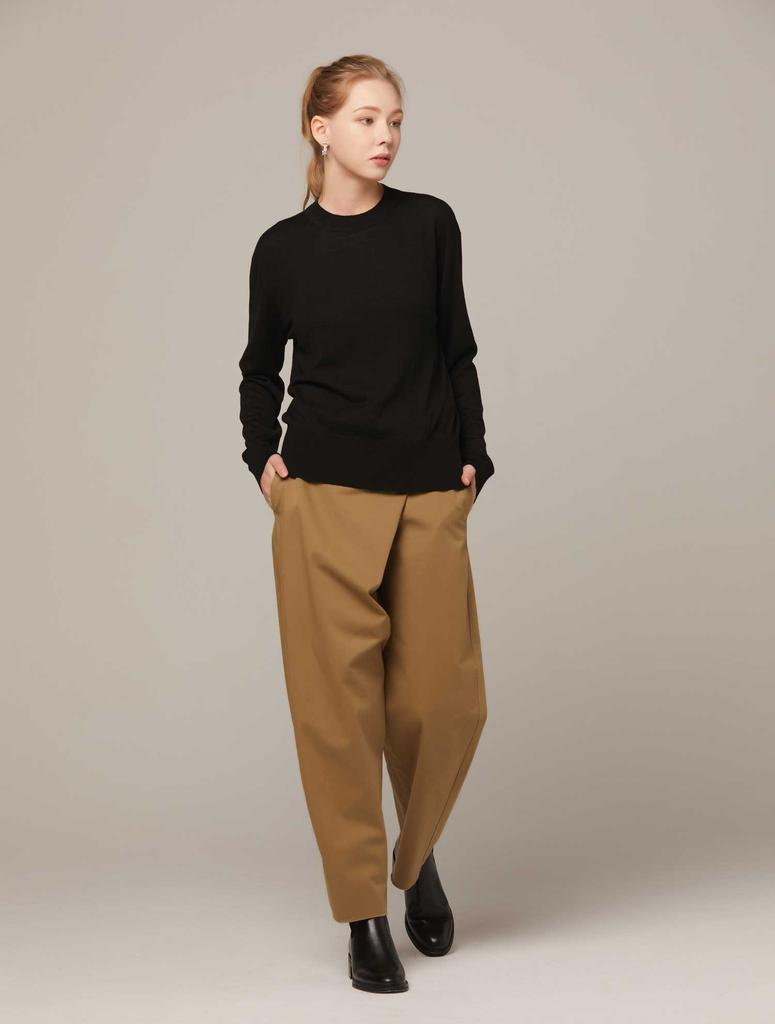 AYIHOLIC CASHMERE High Gauge Round Neck Long Sleeve Knit