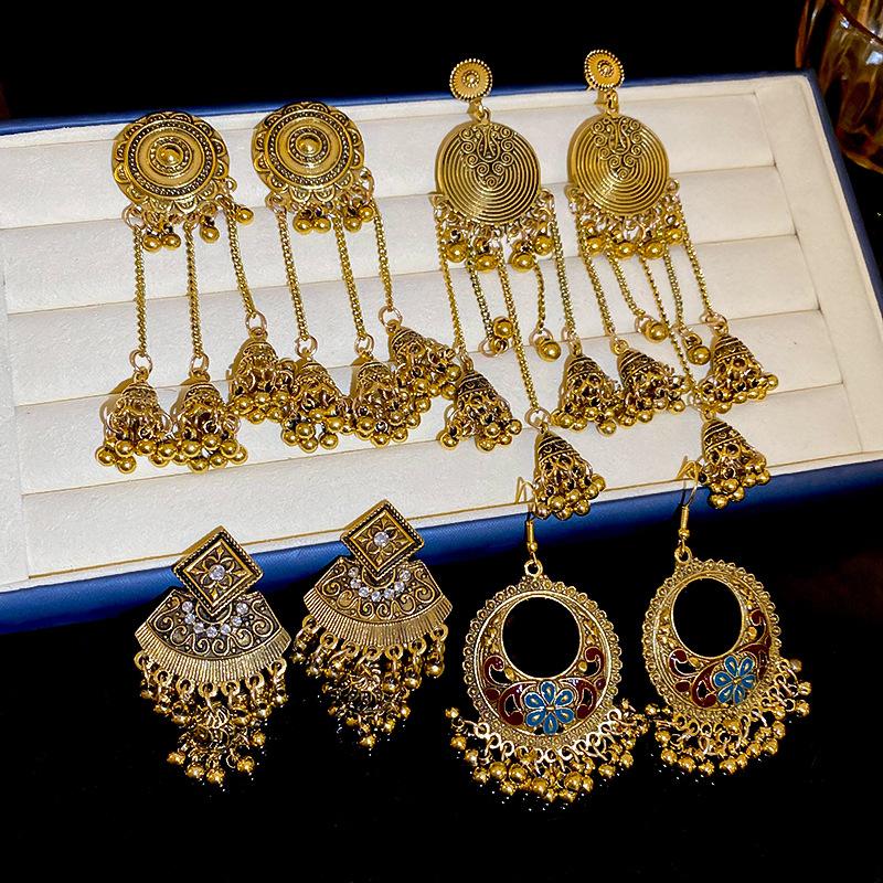 GemChic Women's New Vintage Hollow Round Tassel Fringe Earrings Ethnic Fashion Stud Earrings Birthday Christmas Jewelry Gift