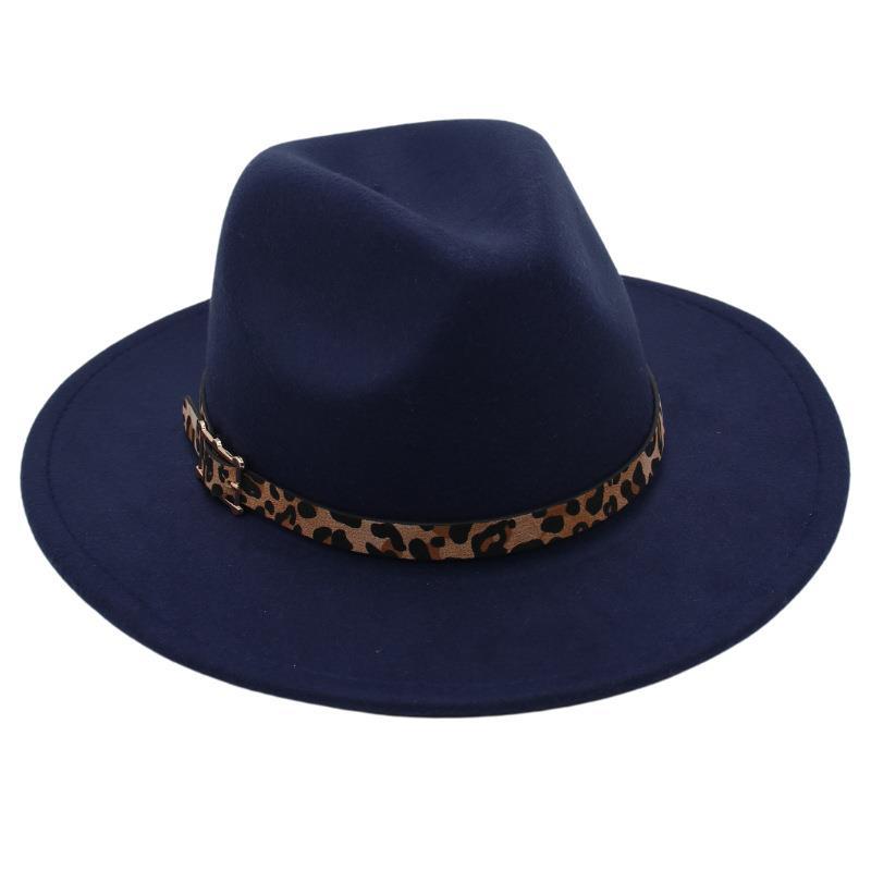 Temperament Bowler Hut Leopard Gürtelschnalle Nische Jazz Hut Männer und Frauen Trend Filzhut Bühnenauftritt Tweed Hut