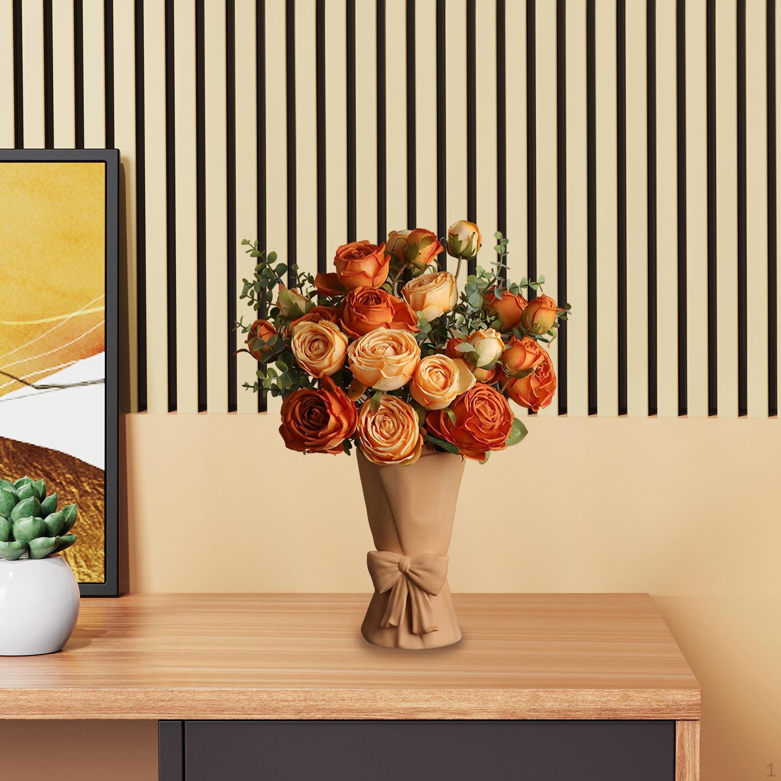 

Ceramic Flower Vase Plant Pot Bouquet Home Decor Birthday Gift Bud Flowers Holder for Shelf жовтий