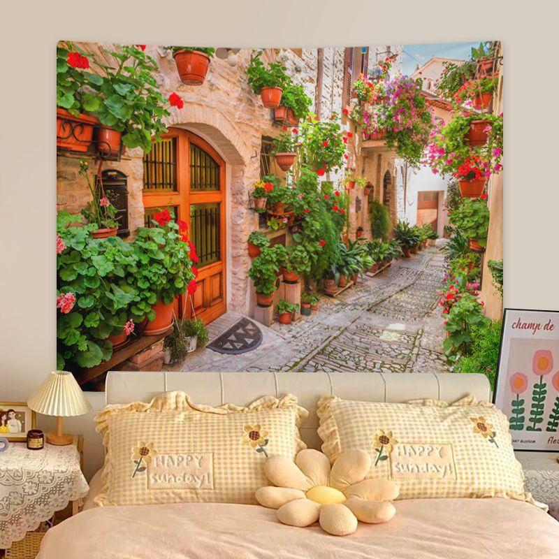 Пасторальный гобелен с изображением розы Весенний гобелен Фоновая ткань HD Подвесной гобелен Домашний декор Домашний декор с установочными фитингами 95*75cm