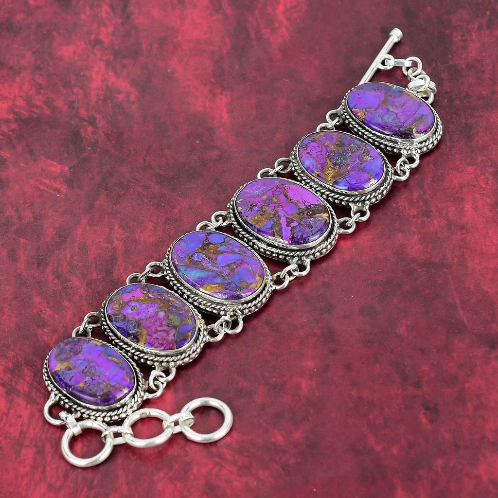 Lila Kupfer Türkis Edelstein Schmuck, 925 Massiv Sterling Silber Armband Schmuck, Handgefertigtes Unglaubliches Natürliches Türkis Armband Geschenk Für Mutter