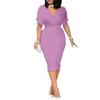 2024 Fashion Solid Color V-Neck Tube Top Dress with Bubble Beads