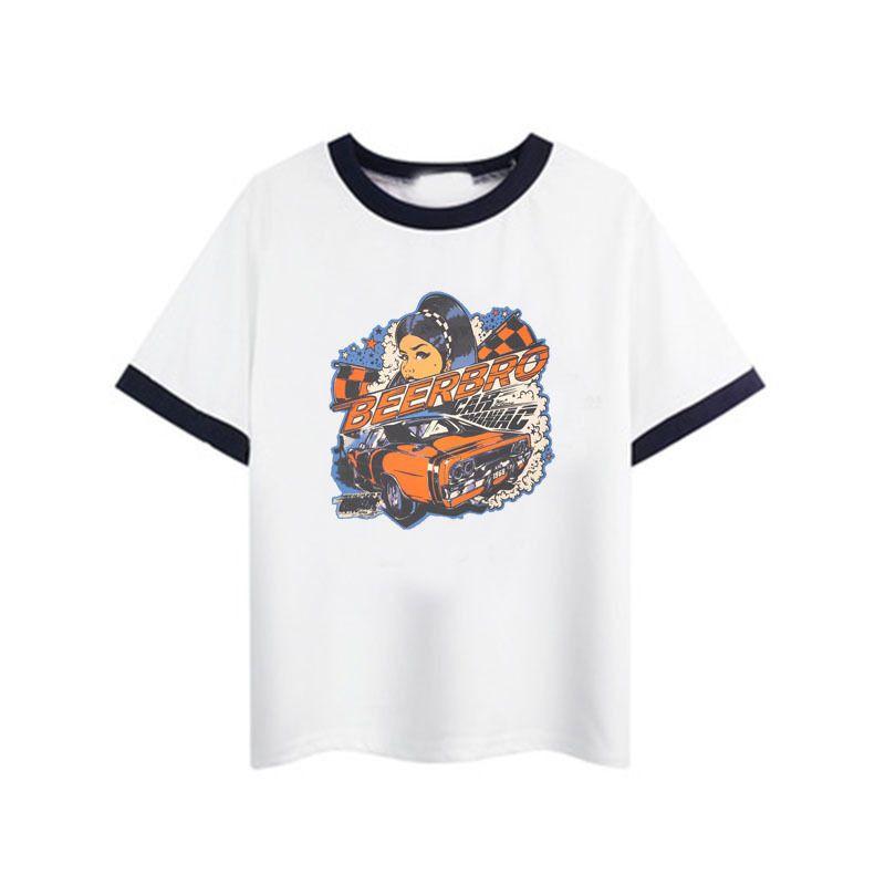 European and American Summer Women's Printed Y2K Street Exposed Navel Slim Fit T-shirt Retro Top