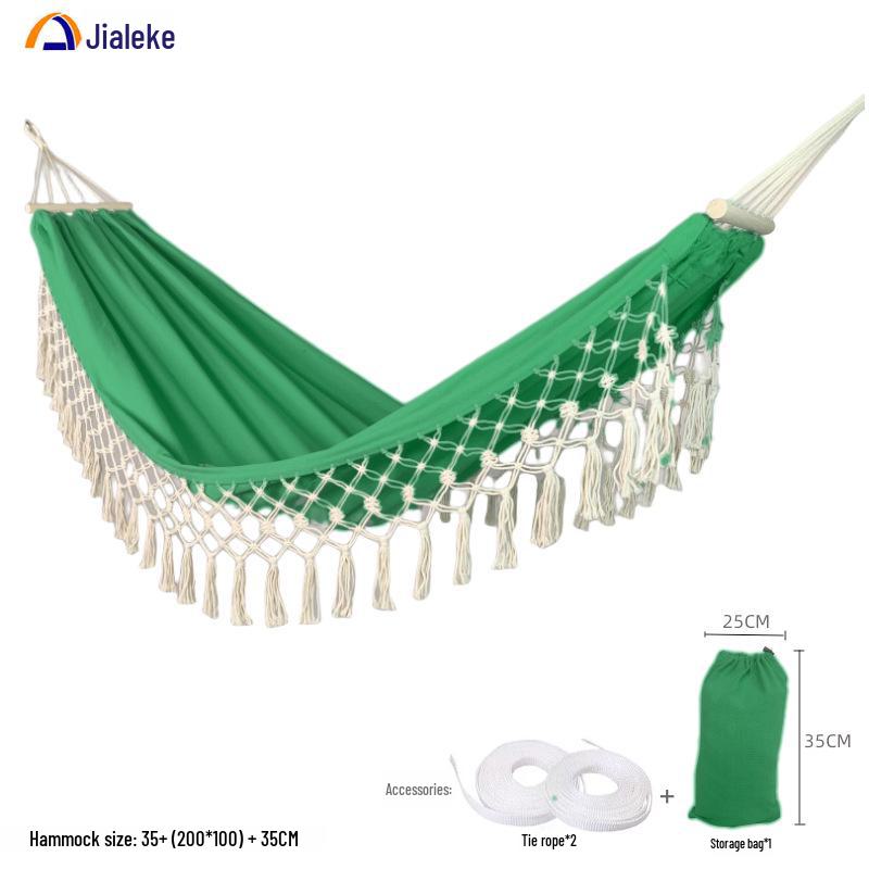 

Гамак из холста с защитой от опрокидывания и кисточками - одинарные качели для кемпинга на открытом воздухе