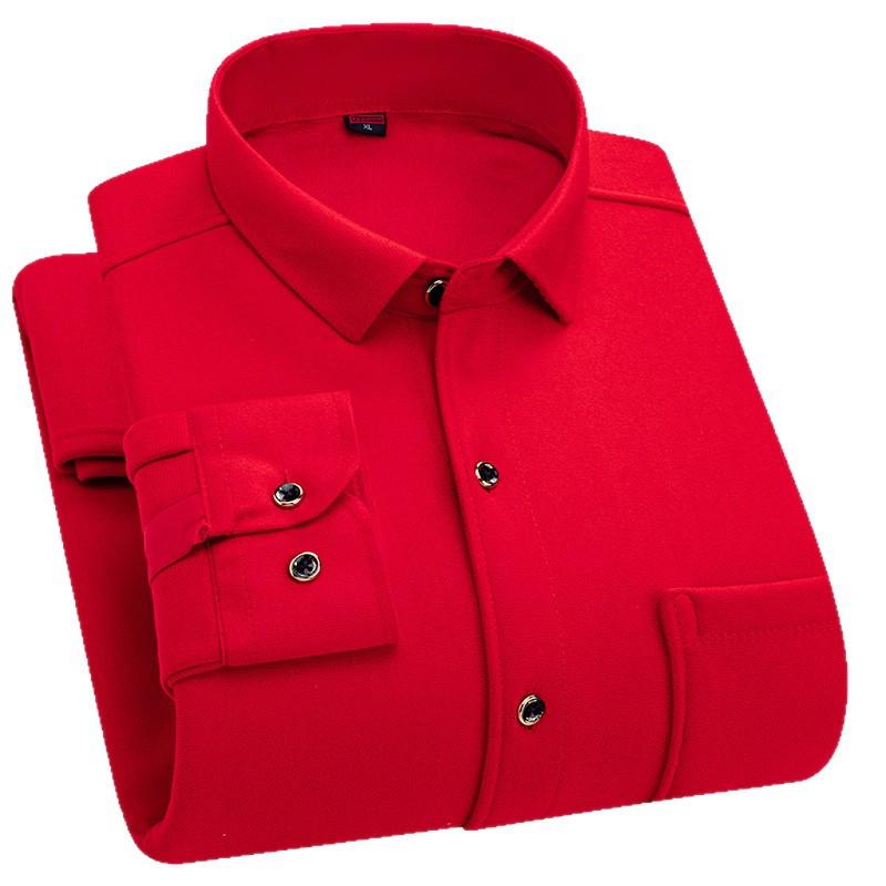 Men's Fleece-Lined Plaid Long-Sleeve Shirt