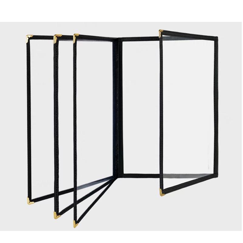 For A4 1/2/3/4/5/ 6/7/8/10/ Slots Single Dobule Three Panel Plastic Menu Holder Transparent Folder Cover