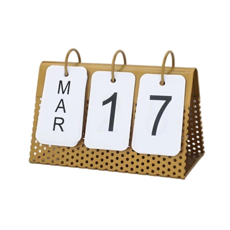 

Декоративний перекидний календар на стіл, місячний планер, настільний вічний перекидний календар для полиць, прикраса для столу золотий