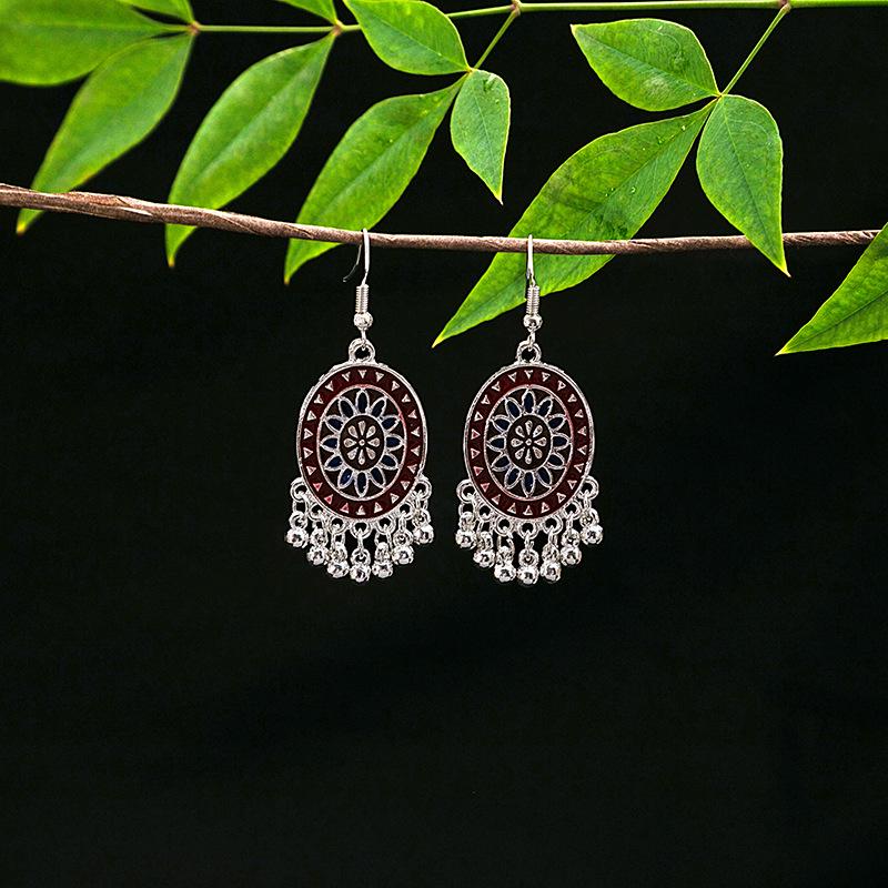 Vintage Ethnic Miao Silver Teardrop Tassel Earrings