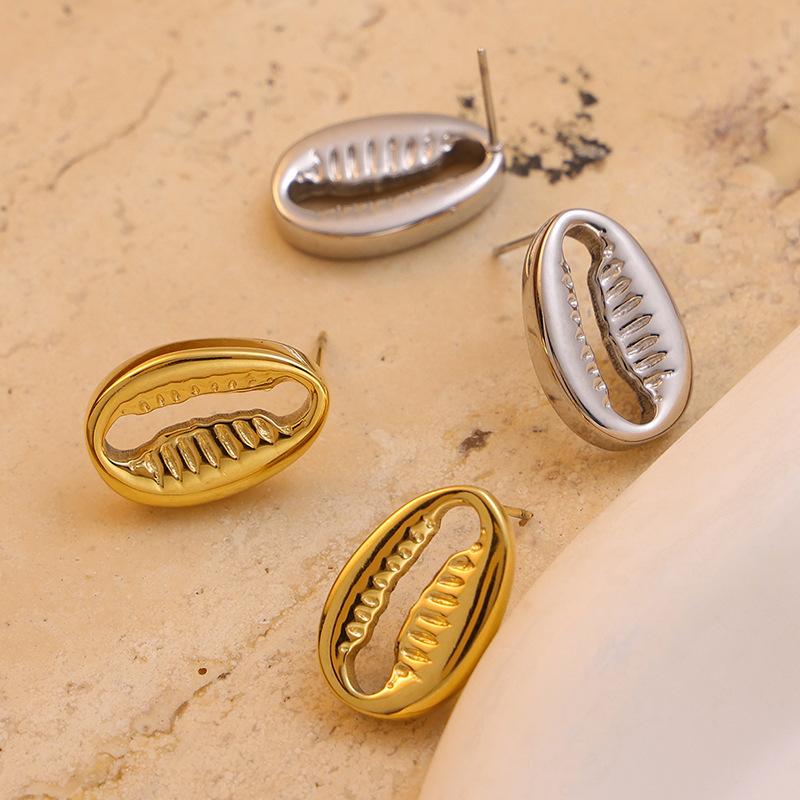 CARLIDANA Fashion Ocean Summer Beach Shell Shaped Earrings Stud Earrings Stainless Steel Earrings Waterproof Jewelry for Women