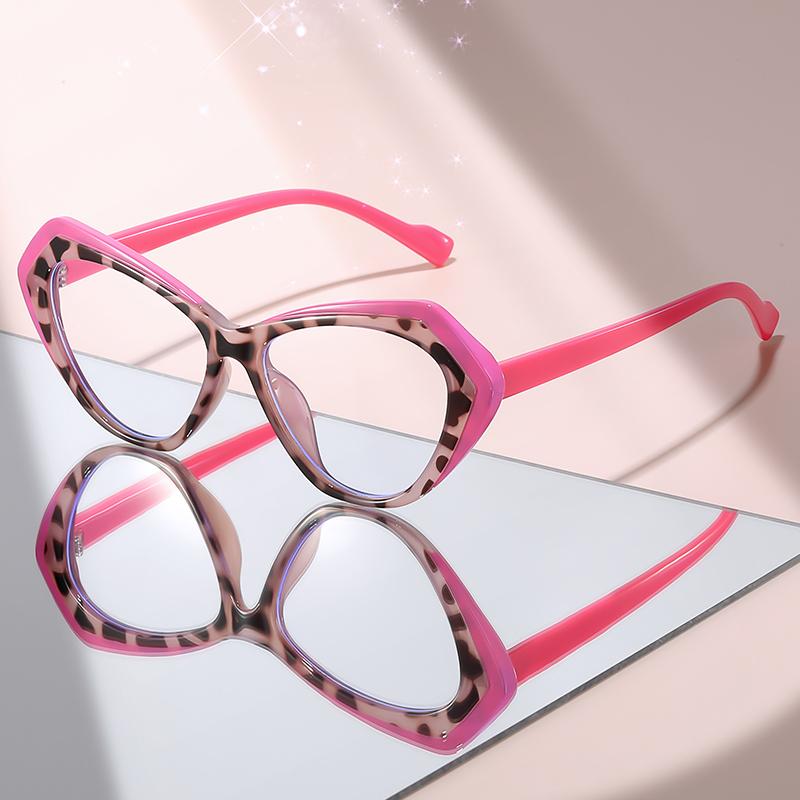 Retro Cat Eye Eyeglasses with Multicolor Patterned Frame & Black Arms, Clear Lenses for Fashionable Women’s Style