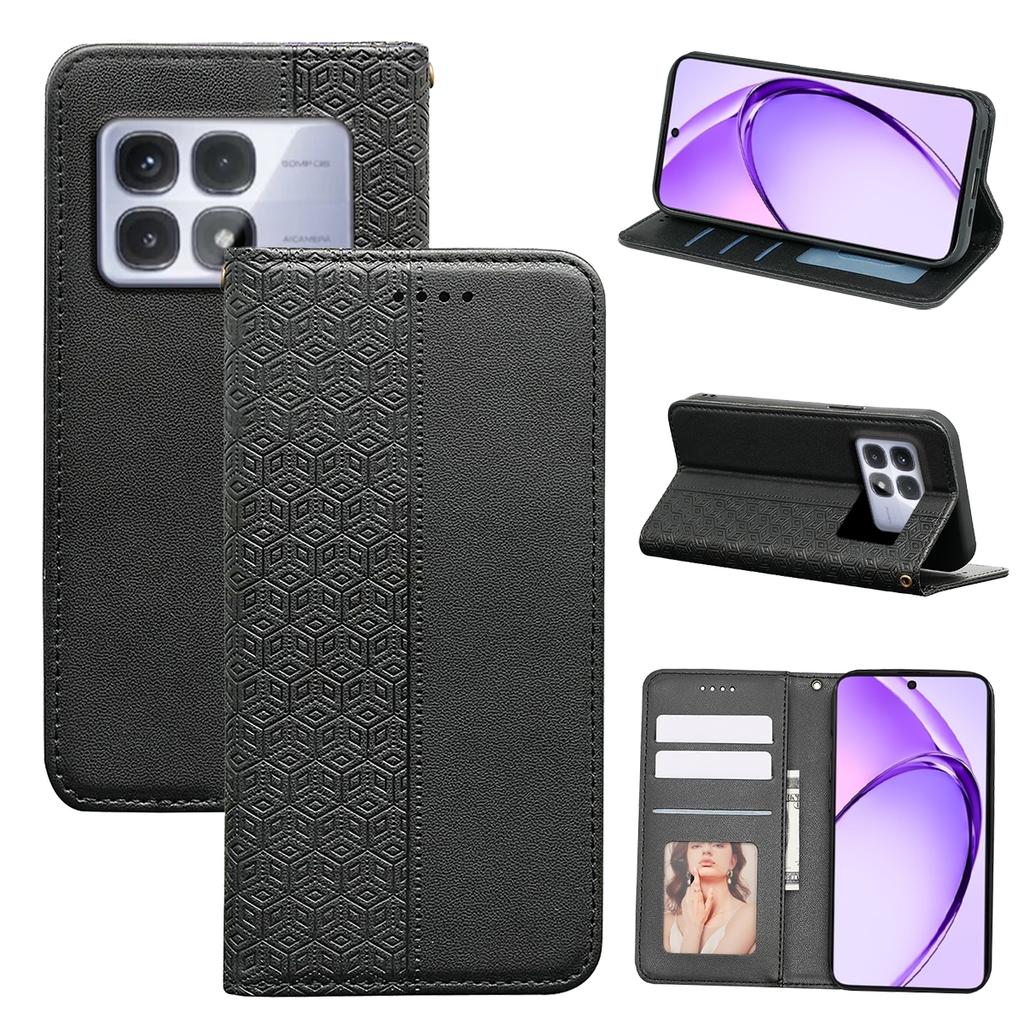 For Xiaomi Redmi K70 Ultra Wallet Phone Case Strong Magnetic Checkered Pattern Imprint Leather Flip Cover