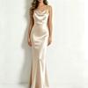 Women's Satin Cami Dress with Straps, Color Sleeveless Dress for Casual Wear