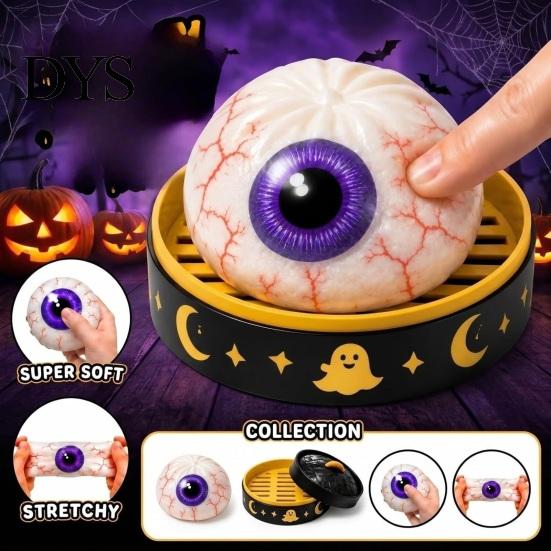 Mini Steamer Pretend Play Set Ghost Dumpling Stress Ball with Steamer, Maltose Slow Rising Squeeze Toy, Interactive Food Shape Toys Halloween