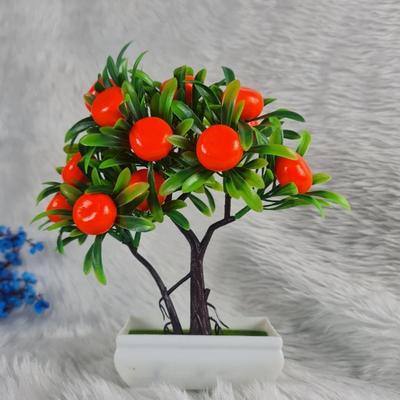 1 STKS Kunstmatige Oranje Bonsai Boom met Pot - Bloemdecoratie voor Woondecoratie Nieuw