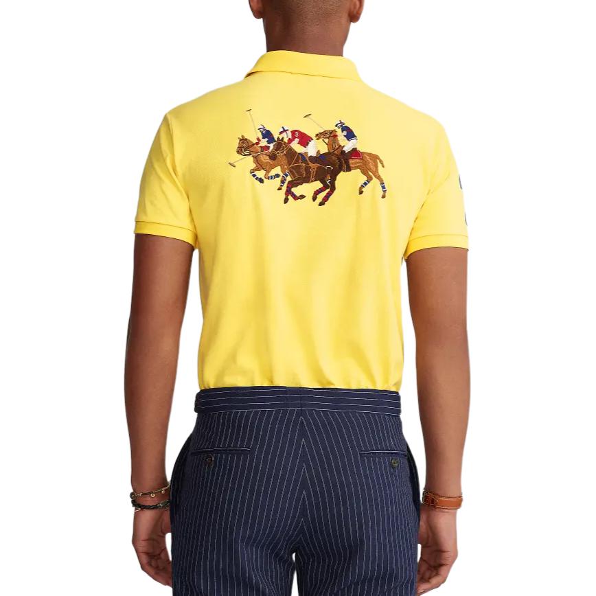 Polo Ralph Lauren Logo Brodé Boutons Verticaux Coupe Slim Manches Courtes Polo Homme Polos Jaune MNPOKNI1N820590-730