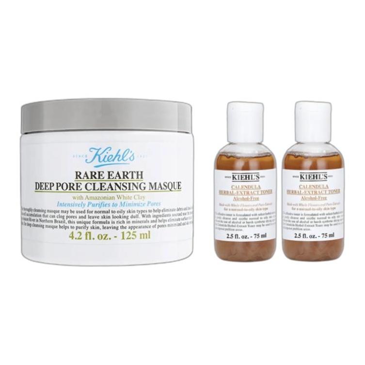 Kiehl s Calendula Herbal-Extract Toner With Rare Earth Mask Skincare Set Previous Version 125ml+75ml*2