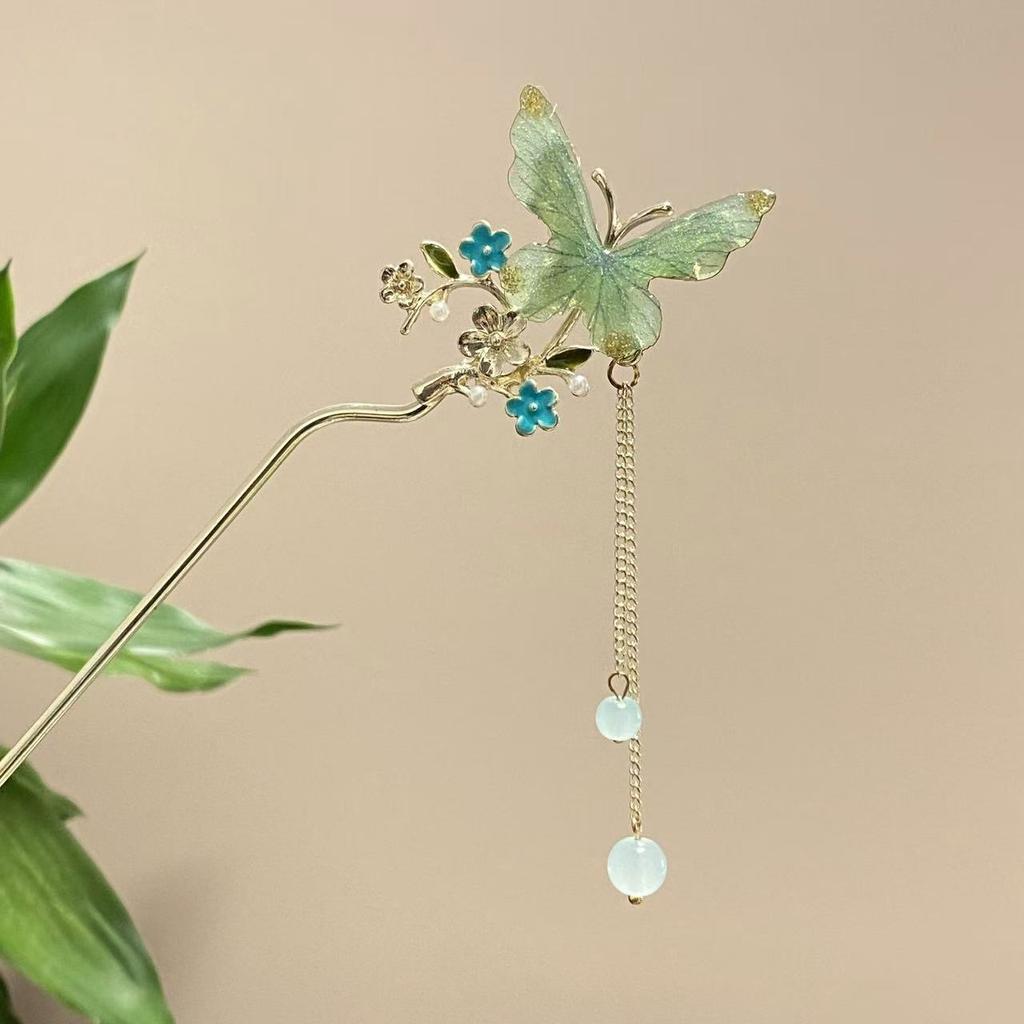 Fairy Spring Element Hairpin For Women Exquisite Flower Tassel Hair Stick Elegant Metal Jewelry Hair Accessories Hanfu Hair Pins