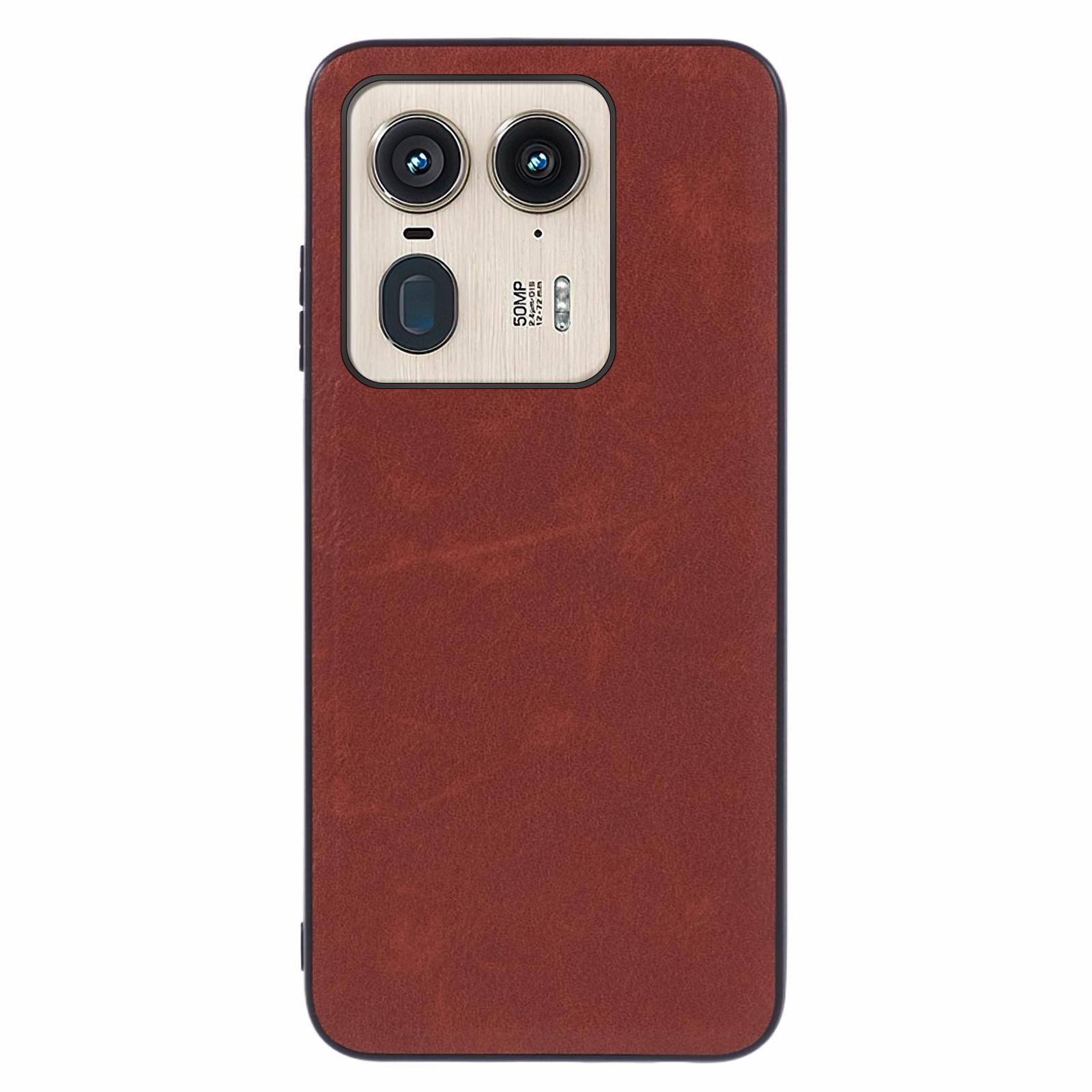 

For Motorola Edge 50 Ultra 5G/Moto X50 Ultra 5G Case Retro Leather Covered Hybrid Phone Case Brown