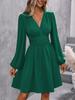 Asymmetrical Lantern Sleeve Ruffle Dress