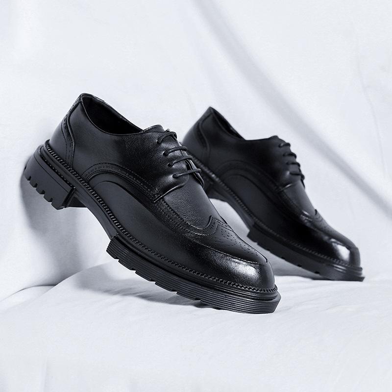 

Brock кожаные туфли мужские деловые нарядные увеличивающие внутреннюю высоту британский стиль костюм свадебные туфли жениха 8389-R 38 чёрный